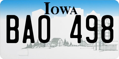 IA license plate BAO498