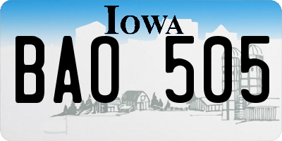 IA license plate BAO505