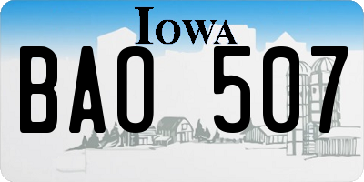 IA license plate BAO507
