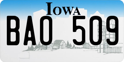 IA license plate BAO509