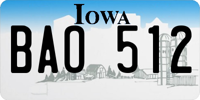 IA license plate BAO512