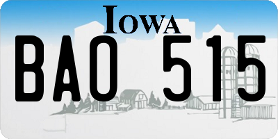 IA license plate BAO515