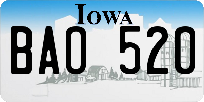 IA license plate BAO520