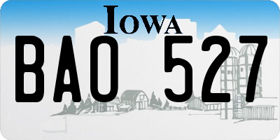 IA license plate BAO527