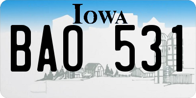 IA license plate BAO531