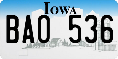 IA license plate BAO536