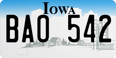 IA license plate BAO542