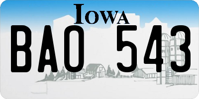 IA license plate BAO543