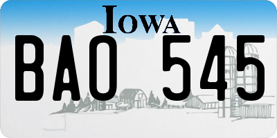 IA license plate BAO545
