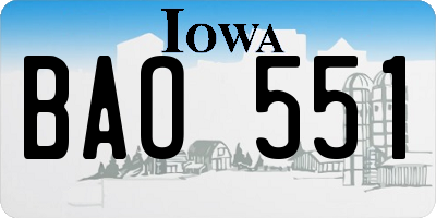 IA license plate BAO551