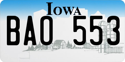IA license plate BAO553
