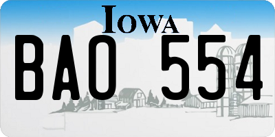 IA license plate BAO554