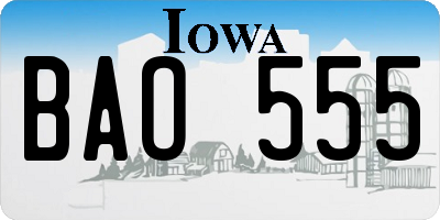 IA license plate BAO555