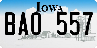 IA license plate BAO557