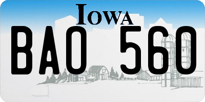 IA license plate BAO560