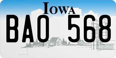 IA license plate BAO568