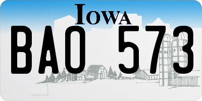 IA license plate BAO573