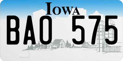 IA license plate BAO575