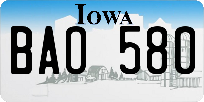 IA license plate BAO580