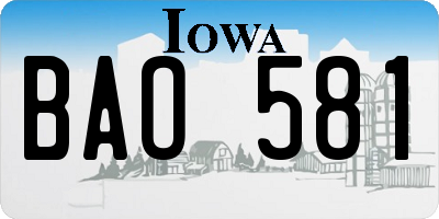 IA license plate BAO581