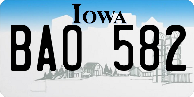 IA license plate BAO582