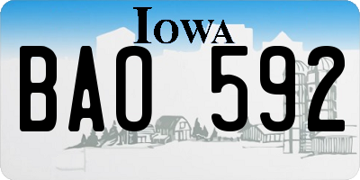 IA license plate BAO592