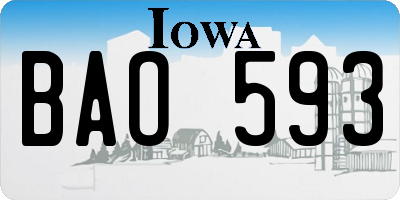 IA license plate BAO593