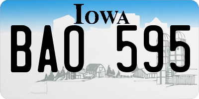 IA license plate BAO595