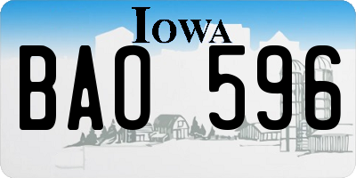 IA license plate BAO596