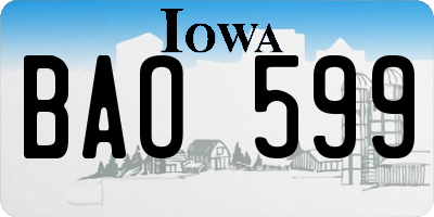 IA license plate BAO599