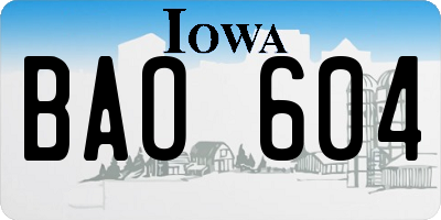 IA license plate BAO604