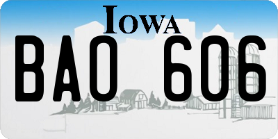IA license plate BAO606
