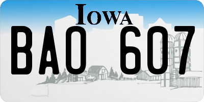 IA license plate BAO607