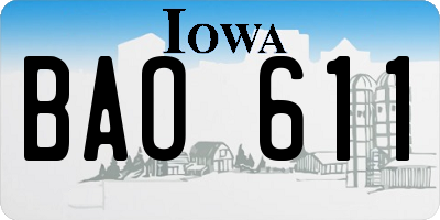IA license plate BAO611
