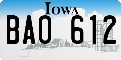 IA license plate BAO612