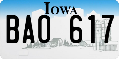 IA license plate BAO617