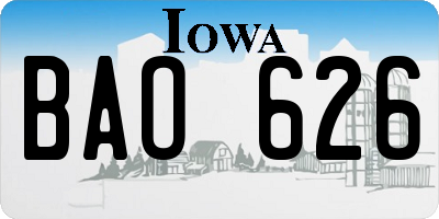 IA license plate BAO626