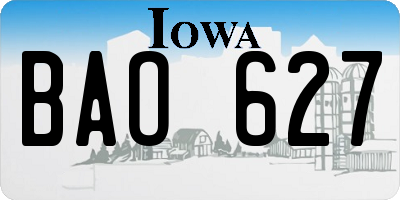 IA license plate BAO627