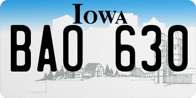 IA license plate BAO630