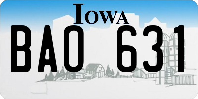 IA license plate BAO631