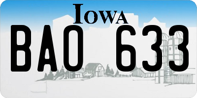 IA license plate BAO633