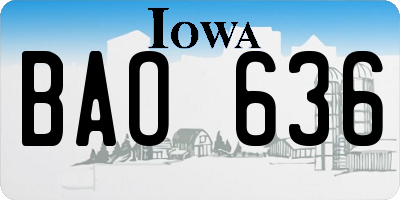 IA license plate BAO636