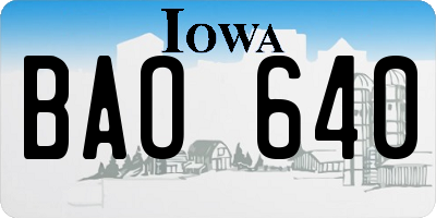 IA license plate BAO640