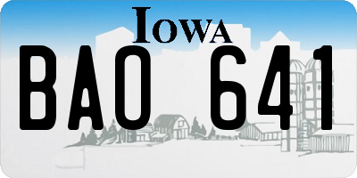 IA license plate BAO641