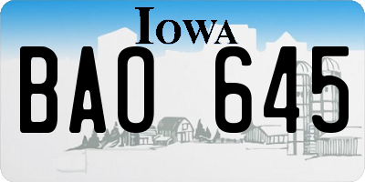 IA license plate BAO645