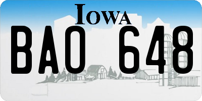 IA license plate BAO648