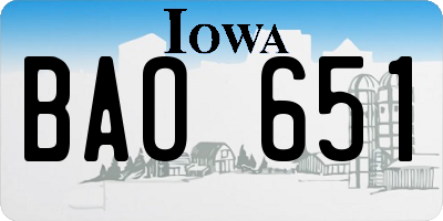 IA license plate BAO651