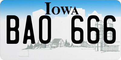 IA license plate BAO666