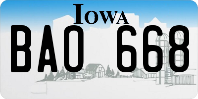 IA license plate BAO668