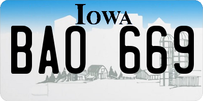 IA license plate BAO669